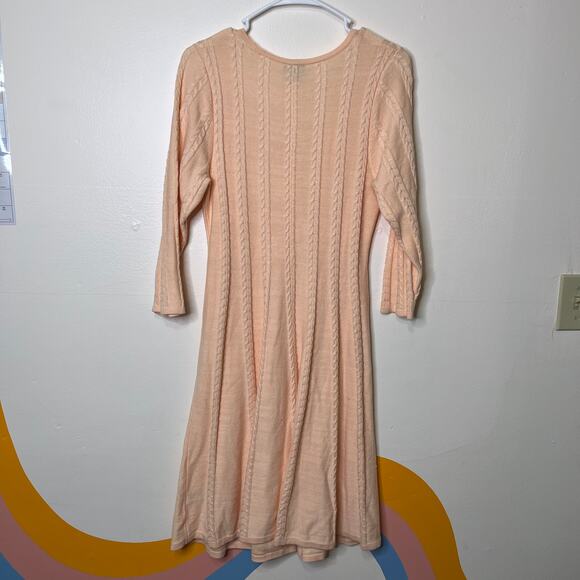 Torrid Sweater Skater Dress 00 Peach Cable Knit 3/4 Sleeve Stretch Mini A-Line - Picture 3 of 7